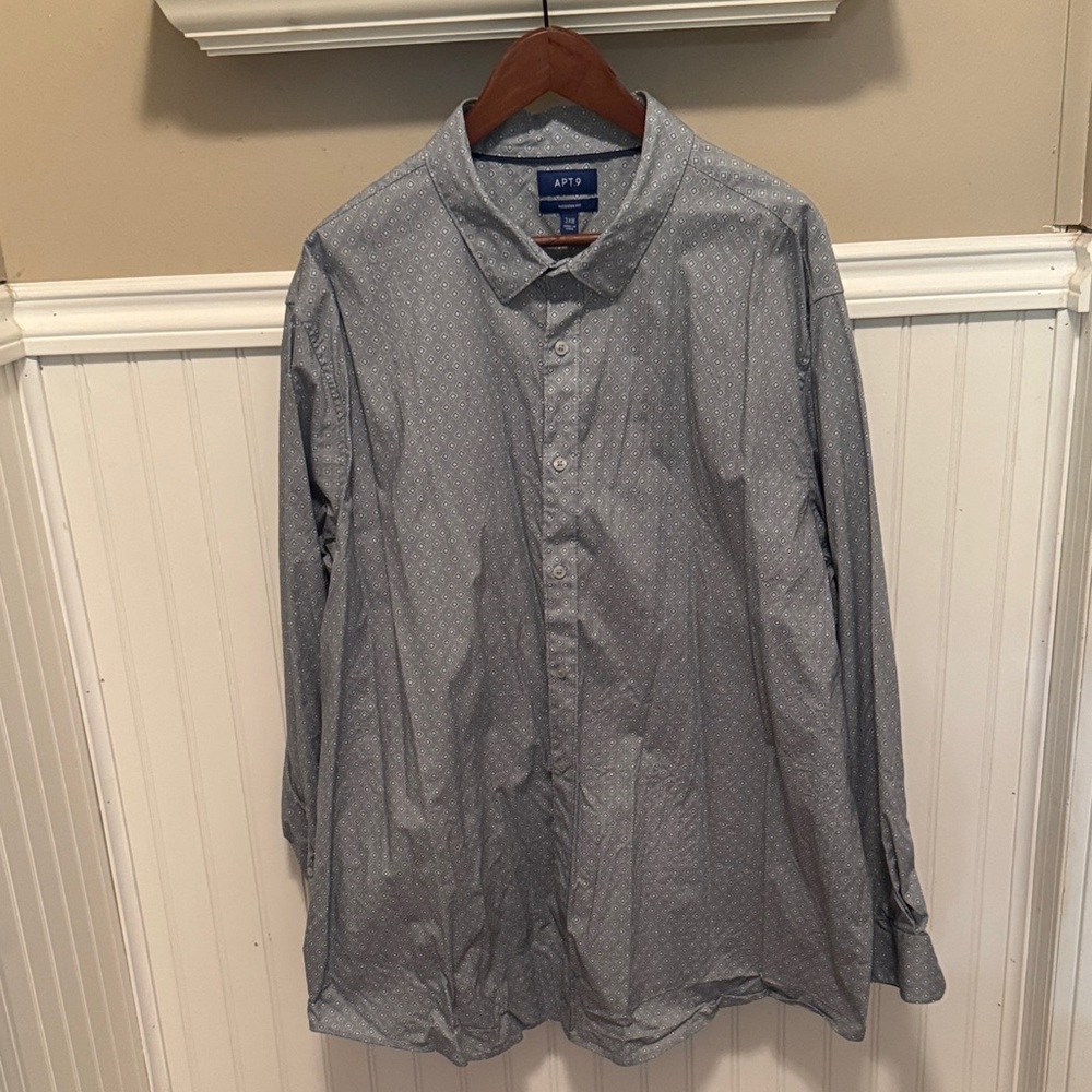Apt. 9 Men's Gray Blue Patterned Button Down Shirt